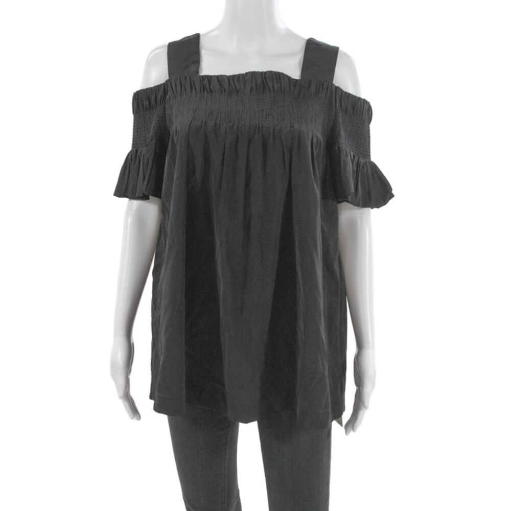 Dries Van Noten Women Tunic Black Off Shoulder Short Sleeve Zip Size 36